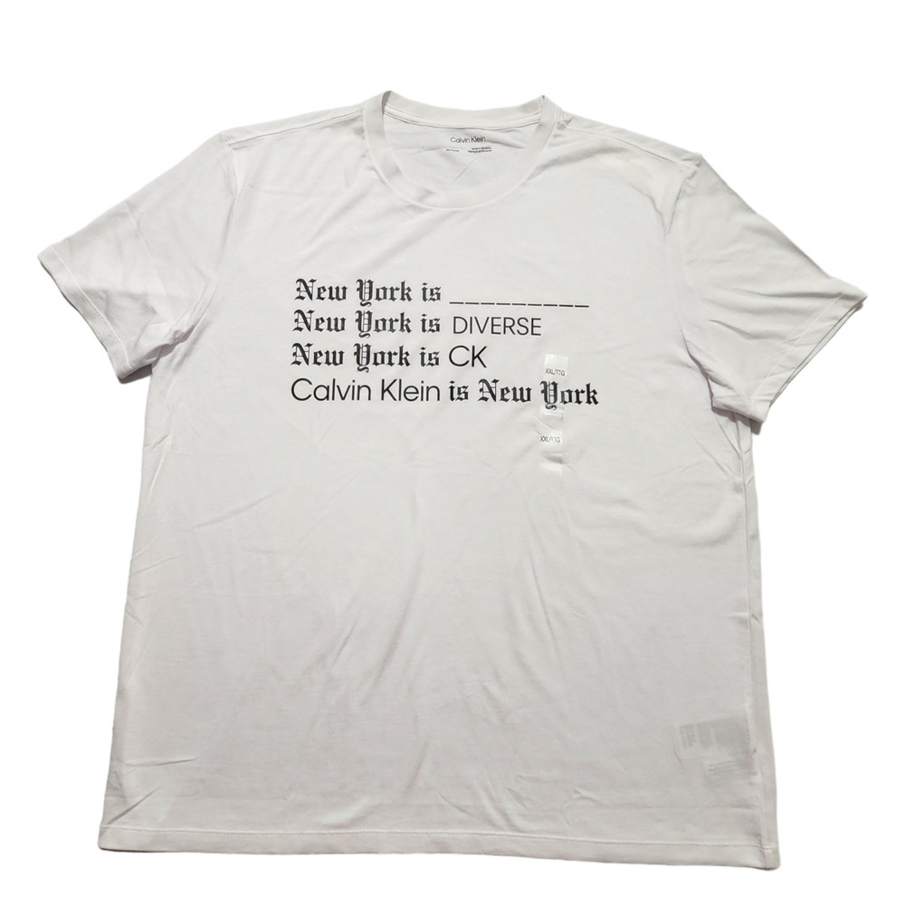 Calvin Klein‎ Men's T-shirt Short-Sleeve CK NY Logo White Size 2XL